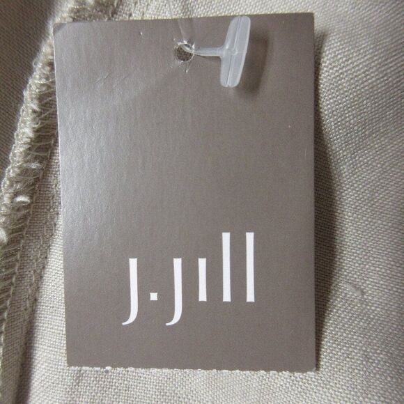 J. JILL Linen Blend Wide Leg Flat Front Crop Ankle Pants Sz L Flax Beige Tan NWT - Picture 5 of 15